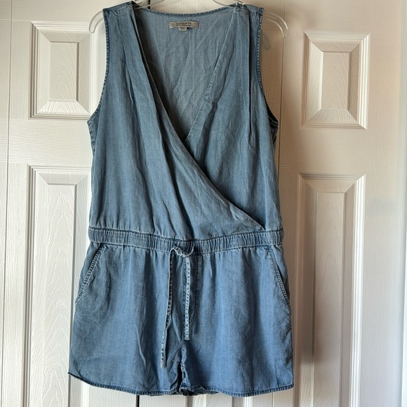Allsaints Penny Playsuit Denim Color Surplice V-neck Romper size 6 - Picture 4 of 16